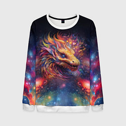 Свитшот мужской Космический дракон - символ года, цвет: 3D-белый