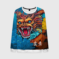 Свитшот мужской Граффити с драконом, цвет: 3D-белый