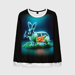 Свитшот мужской Прозрачный стеклянный кролик с овощами, цвет: 3D-белый