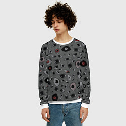 Свитшот мужской Серый цвет: глазики-косоглазики, цвет: 3D-белый — фото 2