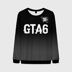 Свитшот мужской GTA6 glitch на темном фоне посередине, цвет: 3D-черный