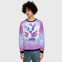 Свитшот мужской Дракончик нарисованный акварелью, цвет: 3D-черный — фото 2