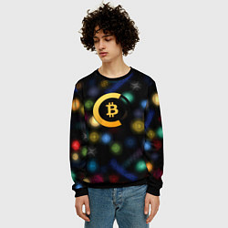 Свитшот мужской Bitcoin logo criptomoney, цвет: 3D-черный — фото 2