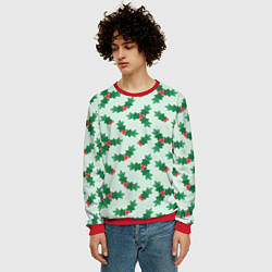 Свитшот мужской Рождественская омела, цвет: 3D-красный — фото 2