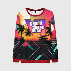 Свитшот мужской GTA 6 night logo, цвет: 3D-красный