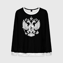 Свитшот мужской Герб РФ серый патриотический, цвет: 3D-белый