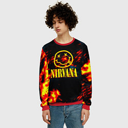 Свитшот мужской Nirvana rock огненное лого лава, цвет: 3D-красный — фото 2