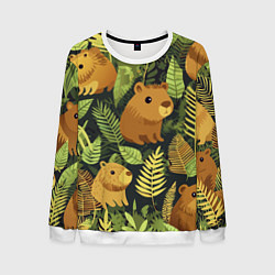 Свитшот мужской Капибары - лесной маскировочный камуфляж, цвет: 3D-белый