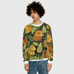 Свитшот мужской Капибары - лесной маскировочный камуфляж, цвет: 3D-белый — фото 2
