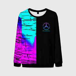 Свитшот мужской Mercedes benz неон текстура, цвет: 3D-черный