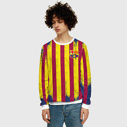 Свитшот мужской Полосатые цвета футбольного клуба Барселона, цвет: 3D-белый — фото 2