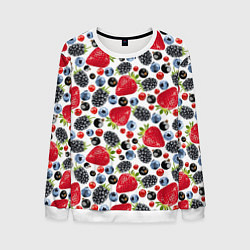Свитшот мужской Различные ягоды, цвет: 3D-белый