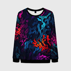 Мужской свитшот Кислотная яркая абстракция в камуфляжном стиле