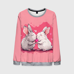 Свитшот мужской Милые влюбленные кролики, цвет: 3D-меланж