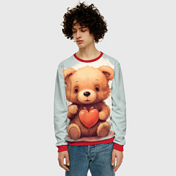 Свитшот мужской Медвежонок с сердечком 14 февраля, цвет: 3D-красный — фото 2