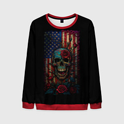 Свитшот мужской Skull - USA, цвет: 3D-красный