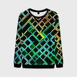 Мужской свитшот Жёлто-синие квадраты на чёрном фоне