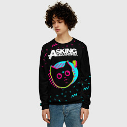 Свитшот мужской Asking Alexandria - rock star cat, цвет: 3D-черный — фото 2