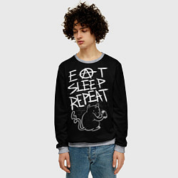 Свитшот мужской Поесть - поспать - повторить, цвет: 3D-меланж — фото 2