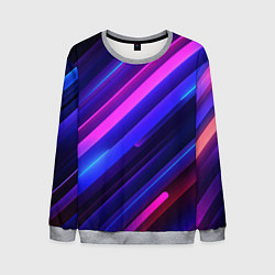 Свитшот мужской Неоновые яркие абстрактные полосы, цвет: 3D-меланж