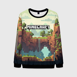 Свитшот мужской Minecraft logo квадратный мир, цвет: 3D-черный