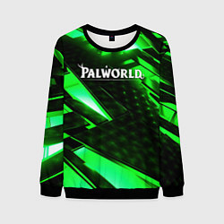 Свитшот мужской Palworld logo green neon, цвет: 3D-черный