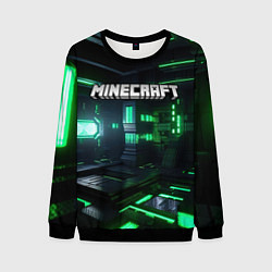 Свитшот мужской Minecraft logo зеленый мир, цвет: 3D-черный