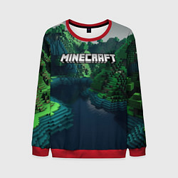 Свитшот мужской Minecraft logo зеленые квадратные кубы, цвет: 3D-красный