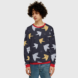 Свитшот мужской Узор с птицами, цвет: 3D-красный — фото 2