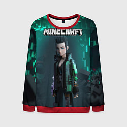 Свитшот мужской Minecraft cyberpunk green neon, цвет: 3D-красный