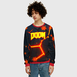 Свитшот мужской Doom плиты лого в огне, цвет: 3D-красный — фото 2