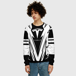 Свитшот мужской Tesla - black and white, цвет: 3D-черный — фото 2