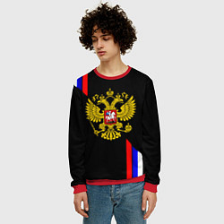 Свитшот мужской Россия герб триколор полосы, цвет: 3D-красный — фото 2