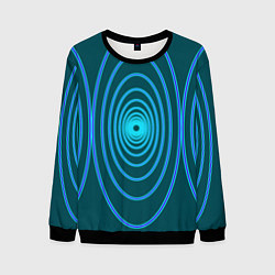 Мужской свитшот Неоновые овалы на зеленом фоне
