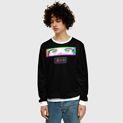 Свитшот мужской Глаза сердечки - аниме, цвет: 3D-белый — фото 2