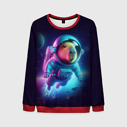 Свитшот мужской Полёт капибары в космосе - неон, цвет: 3D-красный