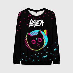 Свитшот мужской Slayer - rock star cat, цвет: 3D-черный