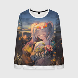 Свитшот мужской Sousou no Frieren Фрирен smile, цвет: 3D-белый