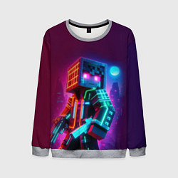 Свитшот мужской Cyberpunk and Minecraft - collaboration ai art, цвет: 3D-меланж