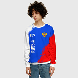 Свитшот мужской Триколор и герб России, цвет: 3D-белый — фото 2