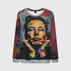 Свитшот мужской Илон Маск граффити портрет, цвет: 3D-меланж