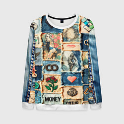 Мужской свитшот Баксы и девушки на дениме - пэчворк