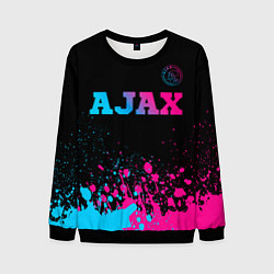 Свитшот мужской Ajax - neon gradient посередине, цвет: 3D-черный