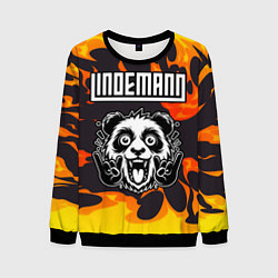 Свитшот мужской Lindemann рок панда и огонь, цвет: 3D-черный