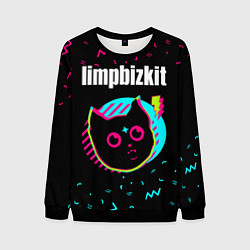 Свитшот мужской Limp Bizkit - rock star cat, цвет: 3D-черный