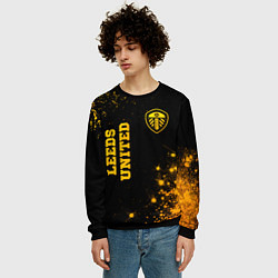 Свитшот мужской Leeds United - gold gradient вертикально, цвет: 3D-черный — фото 2