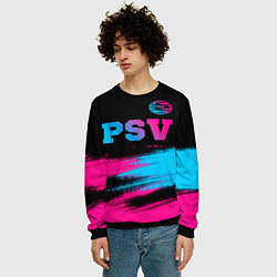 Свитшот мужской PSV - neon gradient посередине, цвет: 3D-черный — фото 2