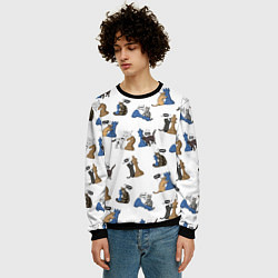 Свитшот мужской Котики и шахматы белый, цвет: 3D-черный — фото 2