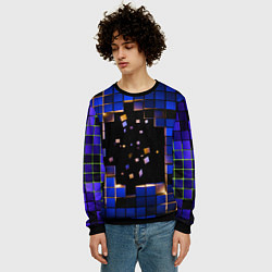 Свитшот мужской Окно в пространство - синие кубы, цвет: 3D-черный — фото 2