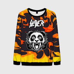 Свитшот мужской Slayer рок панда и огонь, цвет: 3D-черный